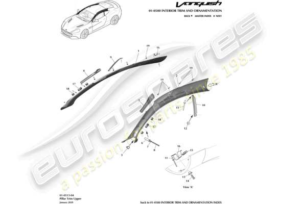 a part diagram from the aston martin vanquish parts catalogue
