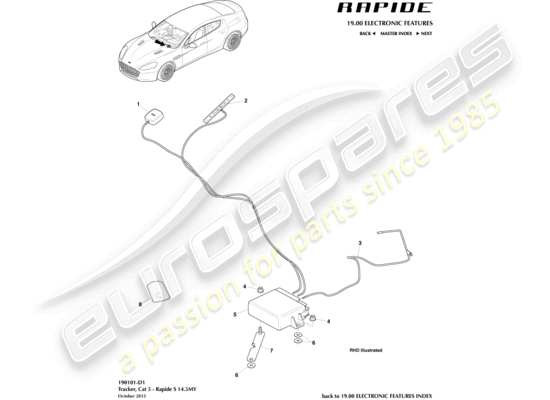 a part diagram from the aston martin rapide parts catalogue