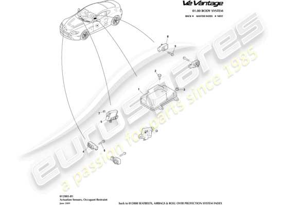 a part diagram from the aston martin v12 vantage parts catalogue