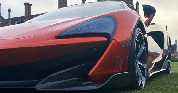 McLaren 600LT V8 S-A (2019) at Helmingham Hall Sports and Supercar club meet 2022 .