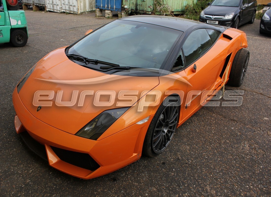 Lamborghini LP560-4 Coupe (2011) getting ready to be stripped for parts at Eurospares