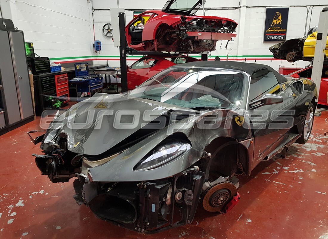 Ferrari F430 Spider (Europe) getting ready to be stripped for parts at Eurospares