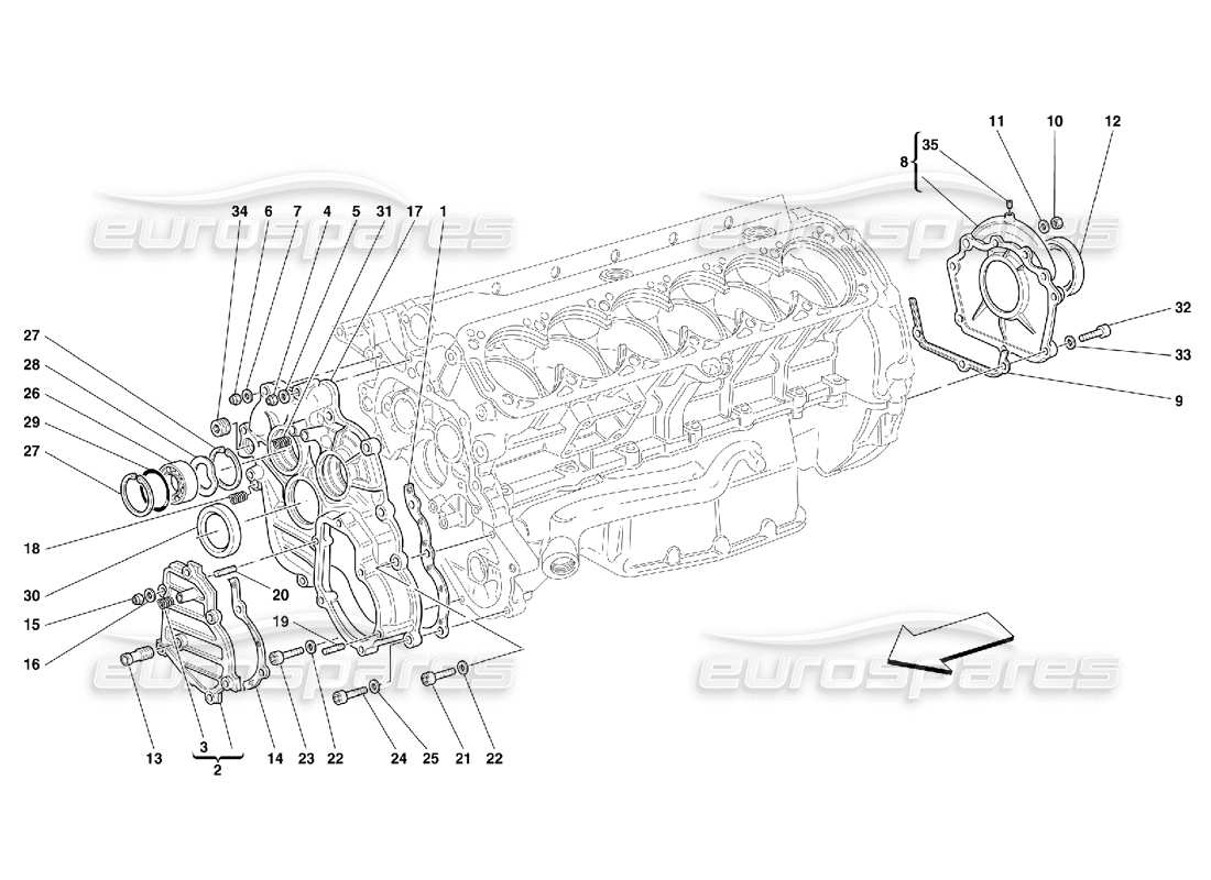 Ferrari 456 M GT/M GTA crankcase - covers Parts Diagram