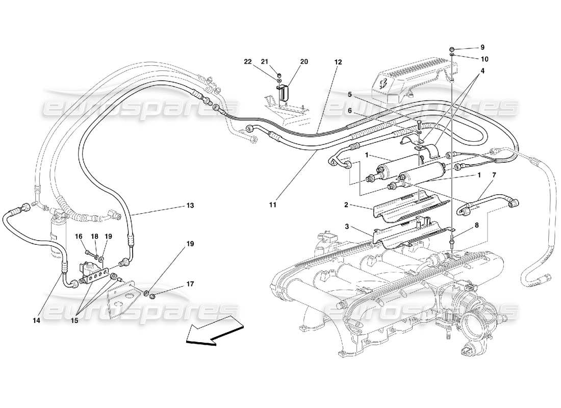 Ferrari 456 M GT/M GTA fuel cooling system -valid for usa m.y. 2000 and cdn m.y. 2000 Part Diagram