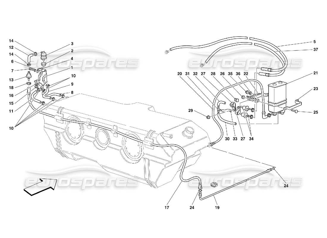 Ferrari 456 M GT/M GTA Antievaporation Device -Not for USA, CDN and AUS Part Diagram