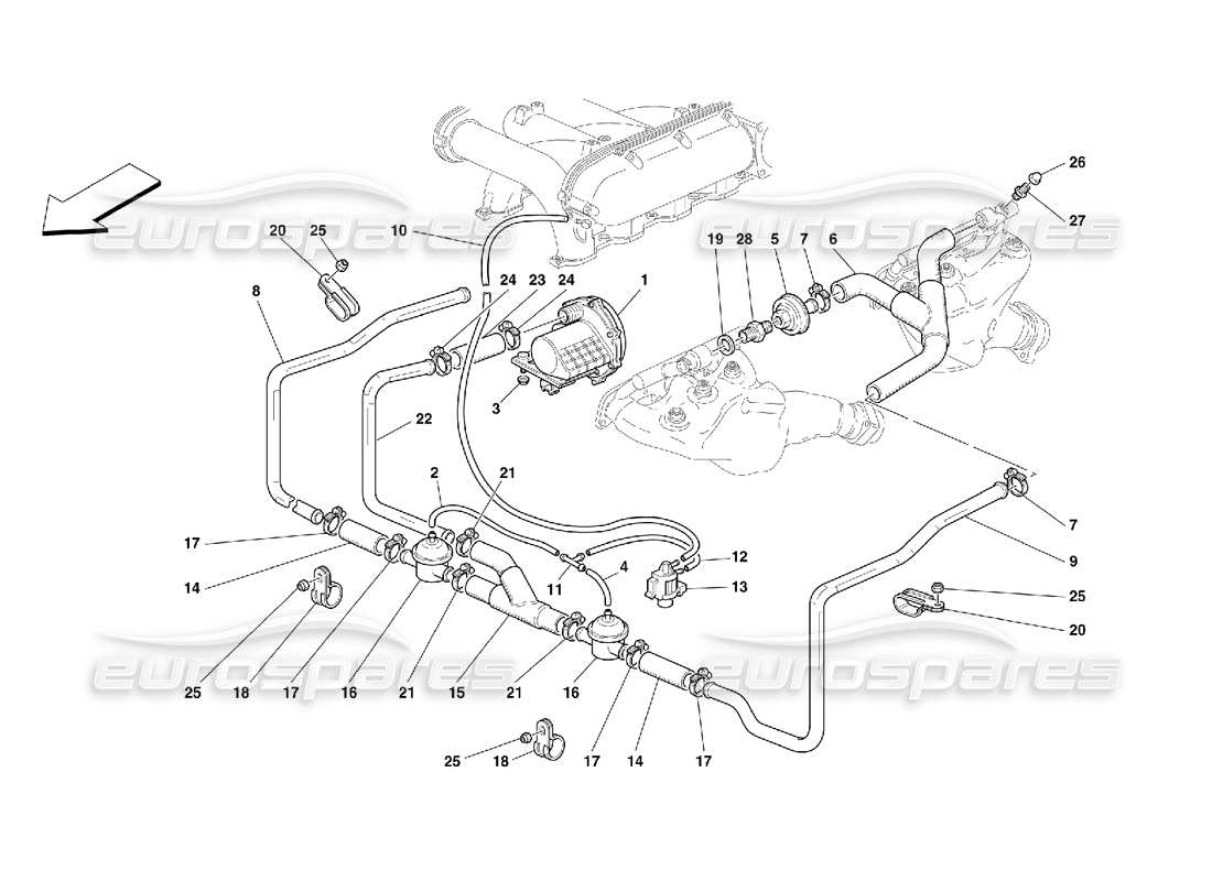 Ferrari 456 M GT/M GTA Secondary Air Pump Parts Diagram