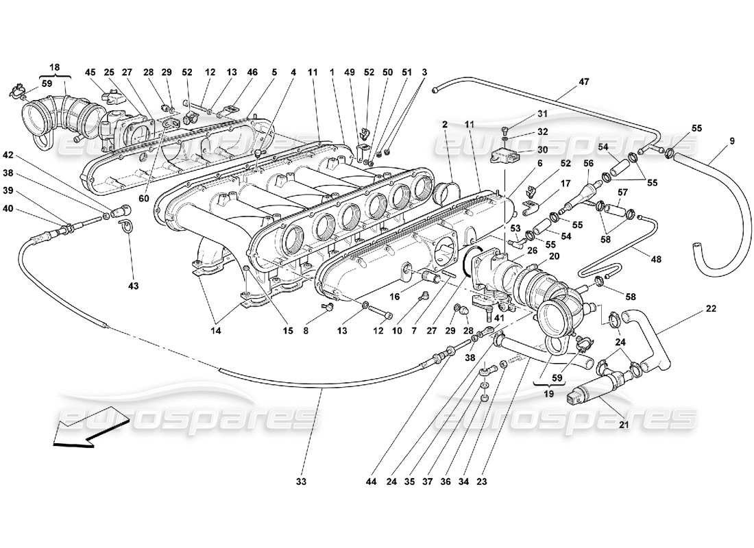 Ferrari 456 M GT/M GTA Air Intake Manifolds Parts Diagram