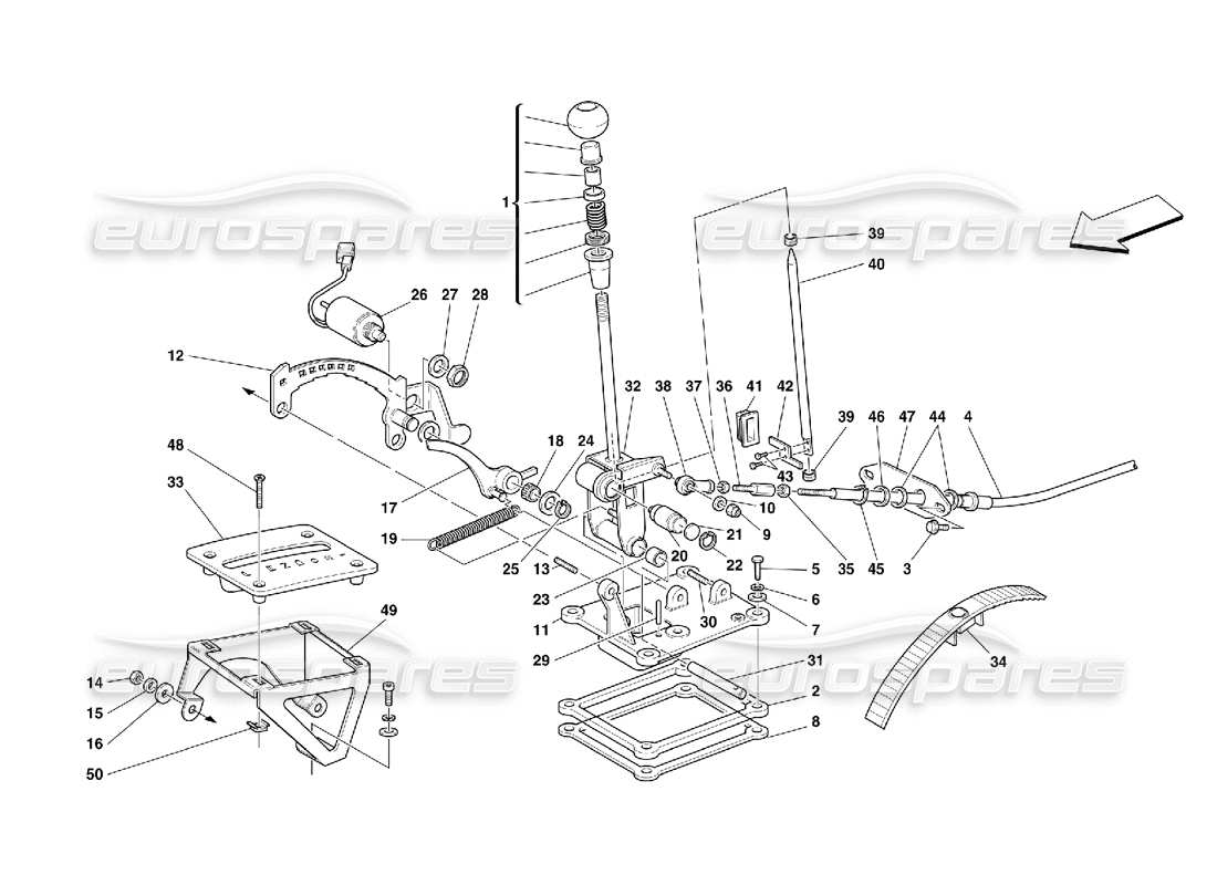 Ferrari 456 M GT/M GTA Outside Gearbox Controls -Valid for 456M GTA Parts Diagram