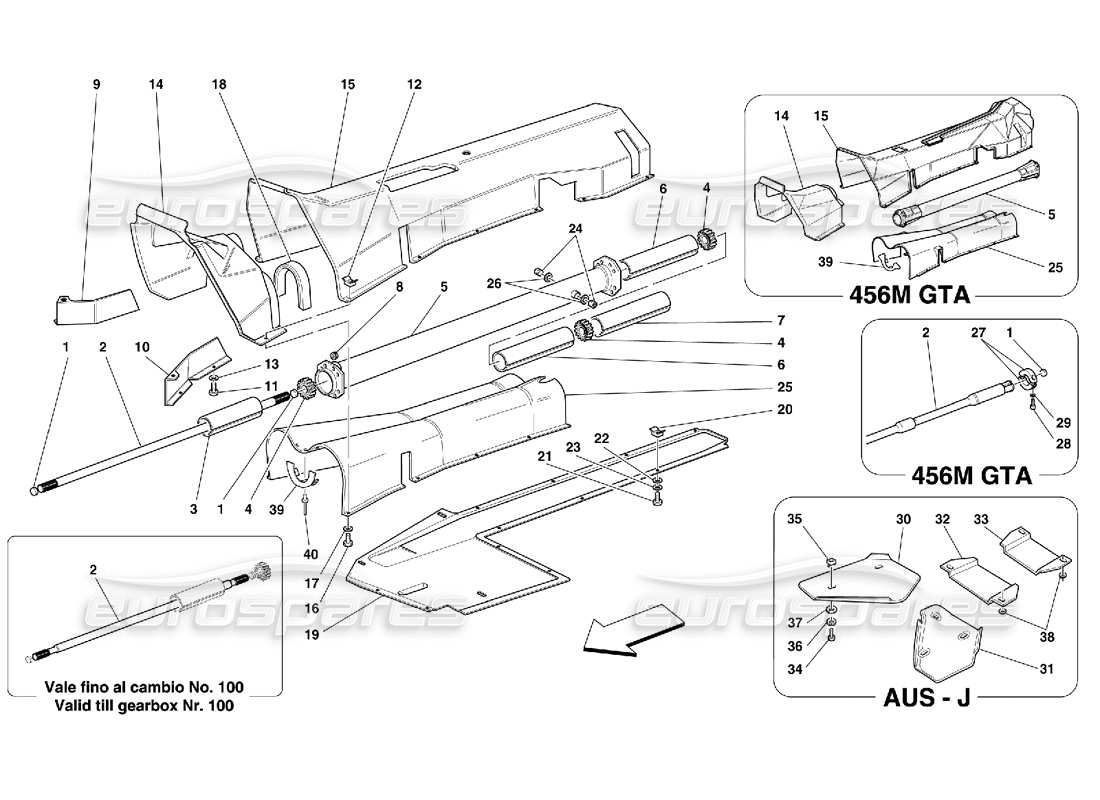 Ferrari 456 M GT/M GTA Engine Connection Tube - Gearbox and Insulation Part Diagram