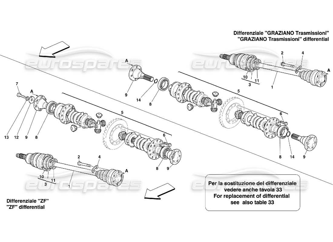 Ferrari 456 M GT/M GTA Differential and Axle Shaft -Not for 456M GTA Parts Diagram