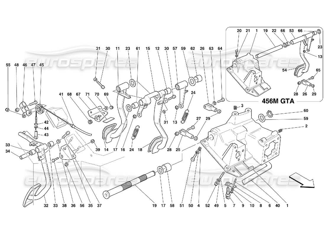 Ferrari 456 M GT/M GTA Pedals and Accelerator Control -Valid for GD Part Diagram