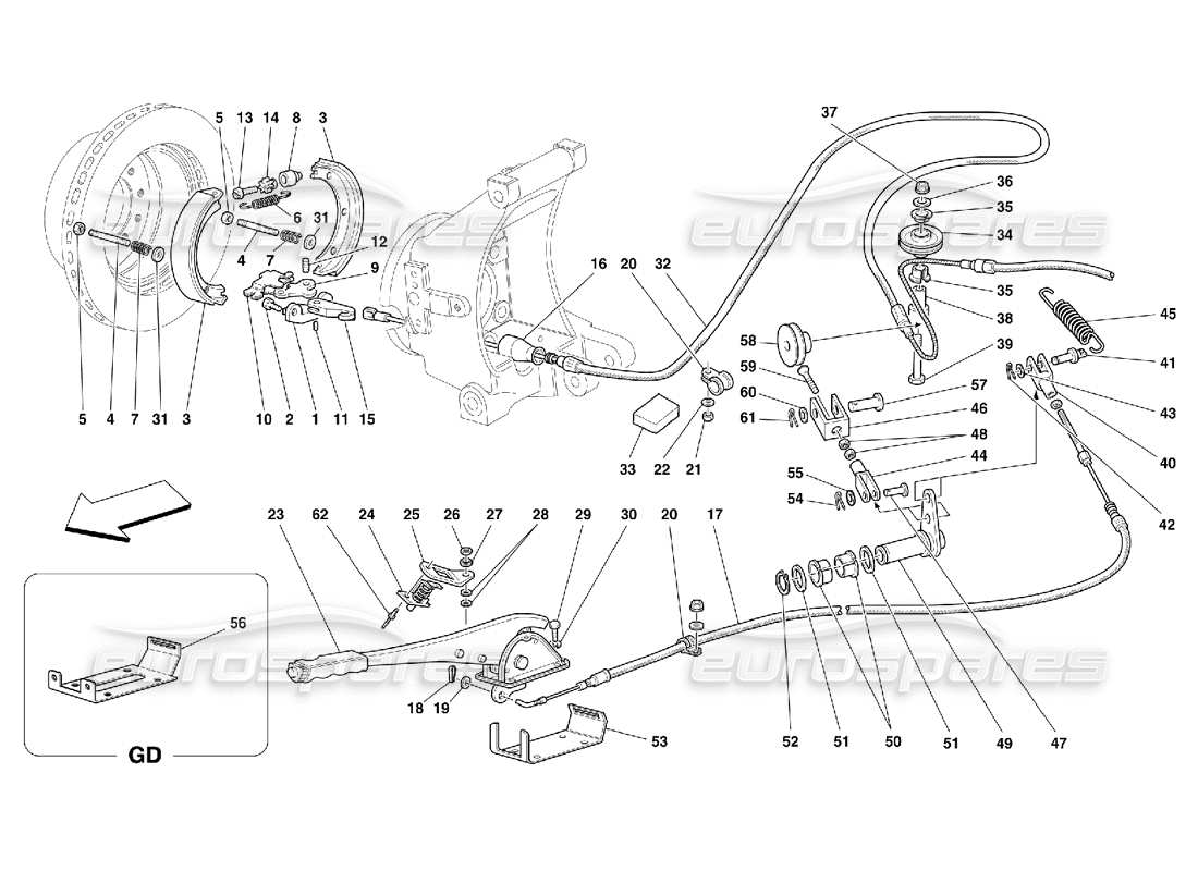Ferrari 456 M GT/M GTA Hand-Brake Control -Valid for 456M GTA Part Diagram