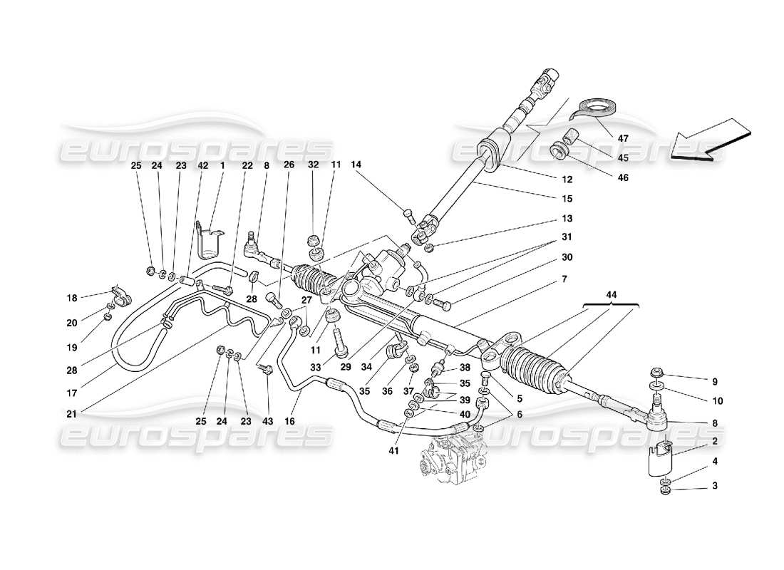 Ferrari 456 M GT/M GTA Hydraulic Steering Box and Serpentine -Valid for GD Part Diagram