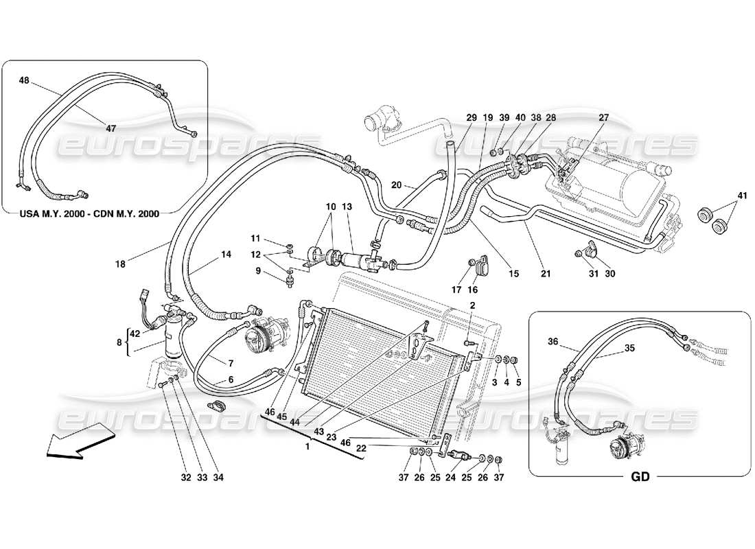 Ferrari 456 M GT/M GTA air conditioning system Parts Diagram