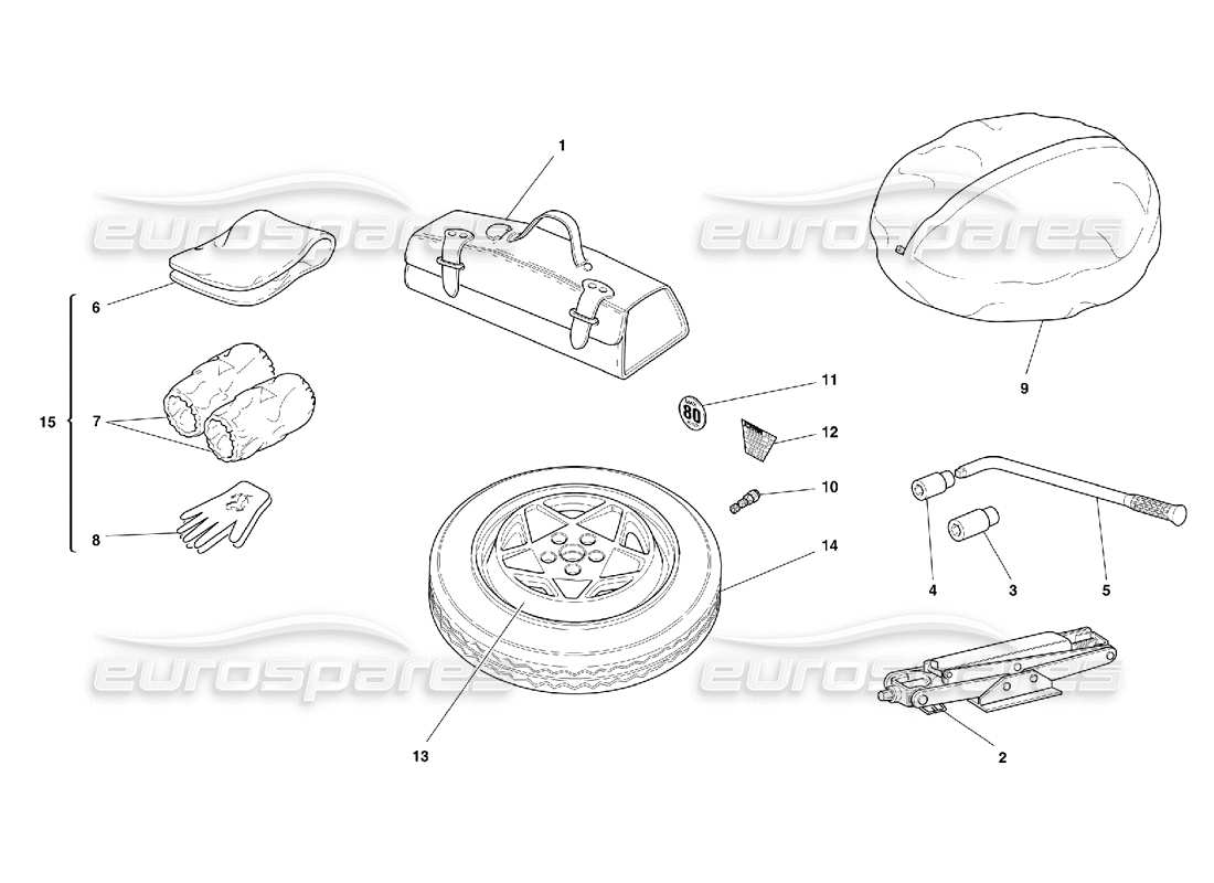 Ferrari 456 M GT/M GTA Spare Wheel and Equipment Parts Diagram
