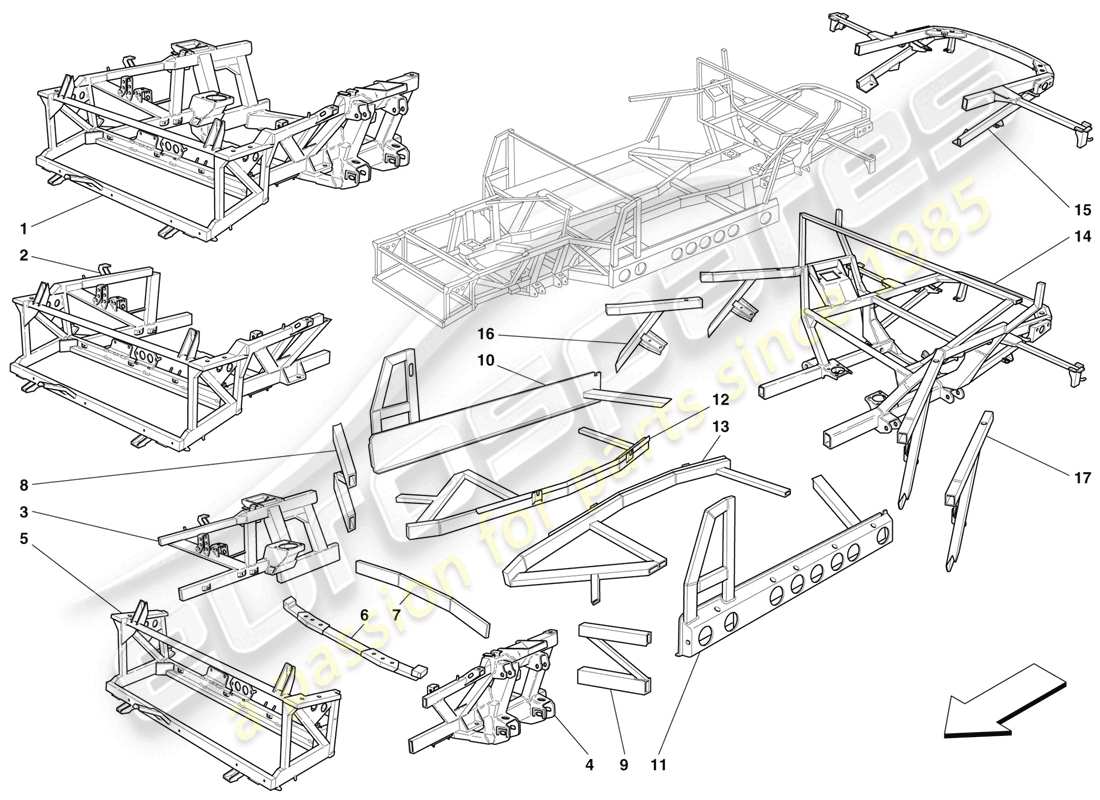 Ferrari 456 M GT/M GTA Frame and Structures Part Diagram