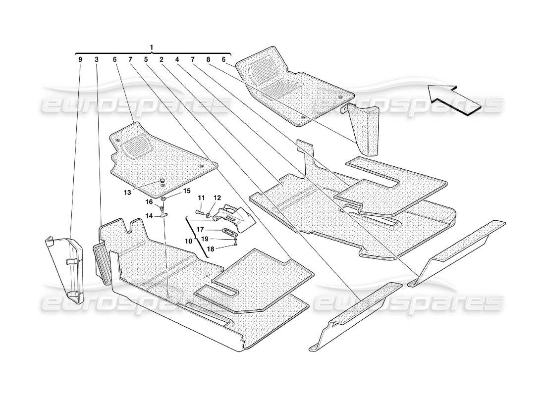 Ferrari 456 M GT/M GTA Passengers Compartment Upholstery and Carpets Part Diagram