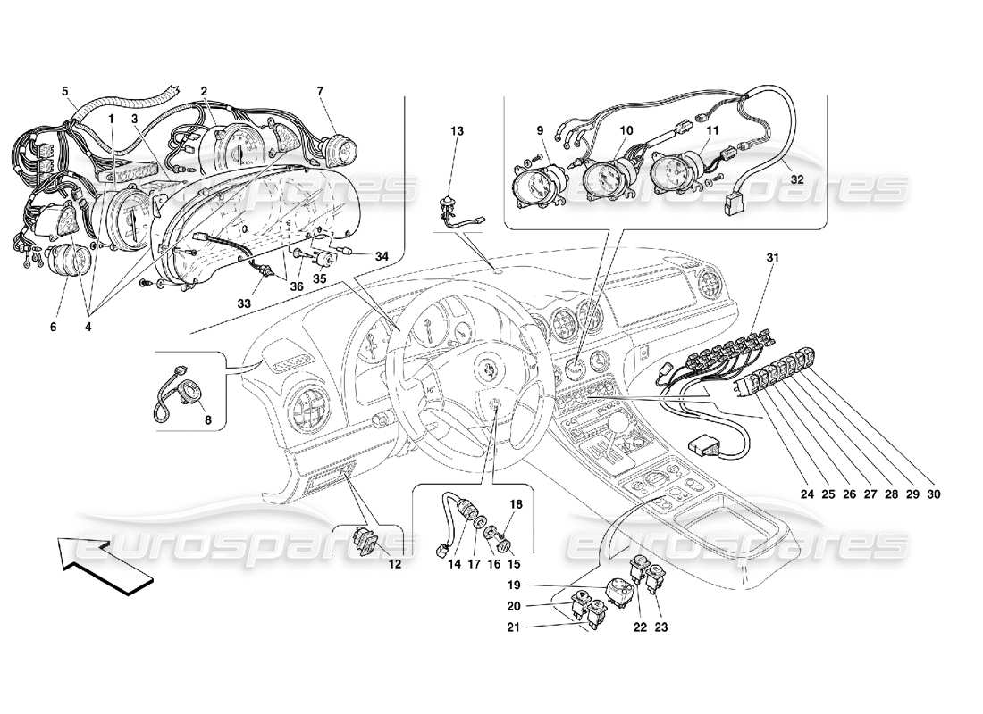 Ferrari 456 M GT/M GTA Instruments Part Diagram