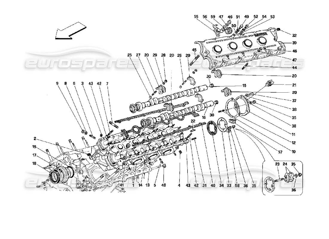 Ferrari Mondial 3.4 t Coupe/Cabrio LH Cylinder Head Part Diagram