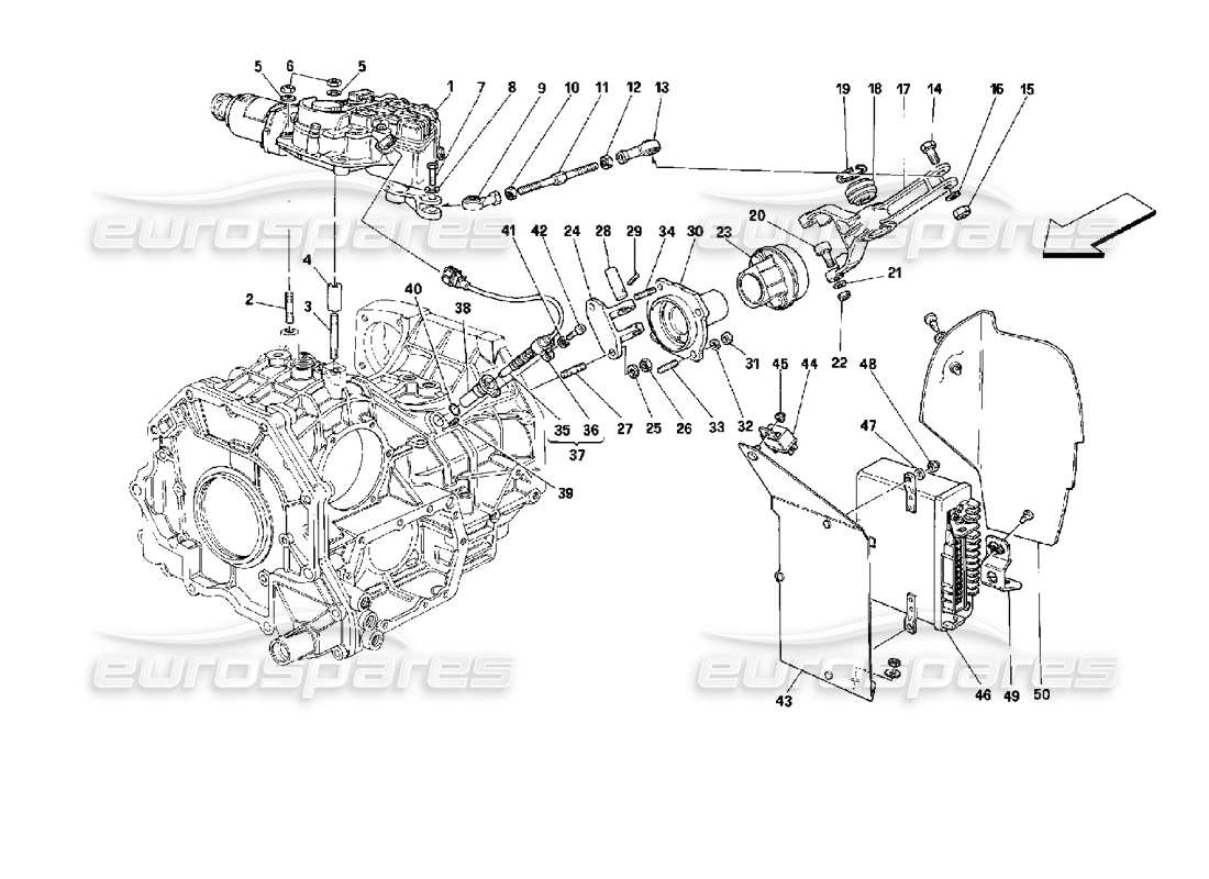 Ferrari Mondial 3.4 t Coupe/Cabrio Electronic Clutch - Controls Part Diagram