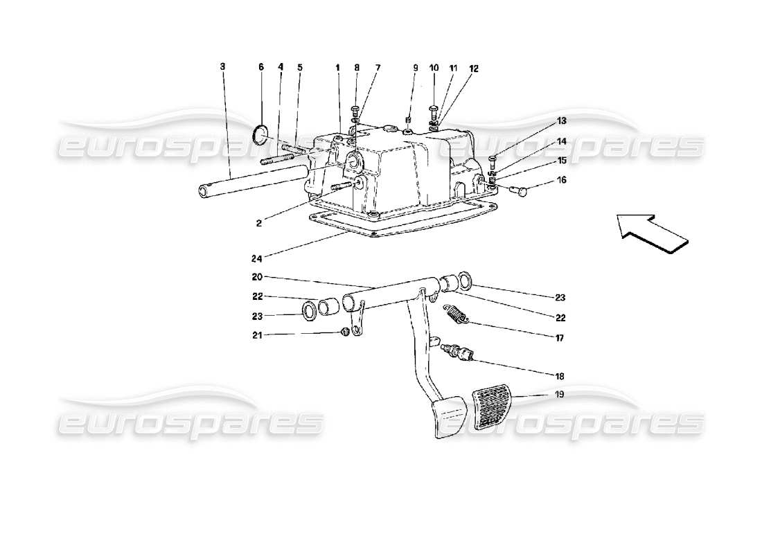 Ferrari Mondial 3.4 t Coupe/Cabrio Pedals Case and Support - Valid for Cars With F.E. Part Diagram