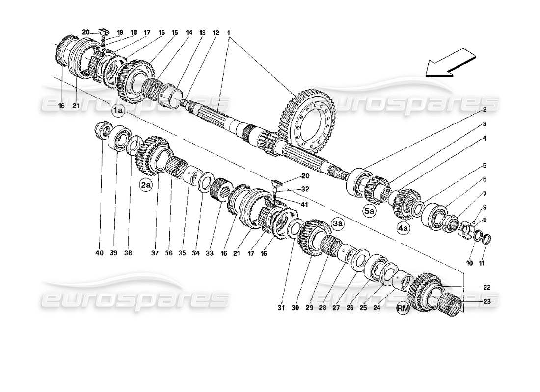 Ferrari Mondial 3.4 t Coupe/Cabrio Lay Shaft Gears Part Diagram