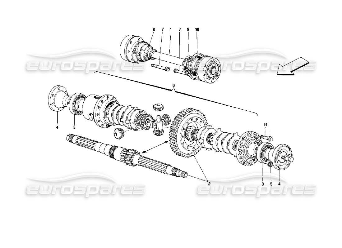 Ferrari Mondial 3.4 t Coupe/Cabrio Differential & Axle Shafts Part Diagram