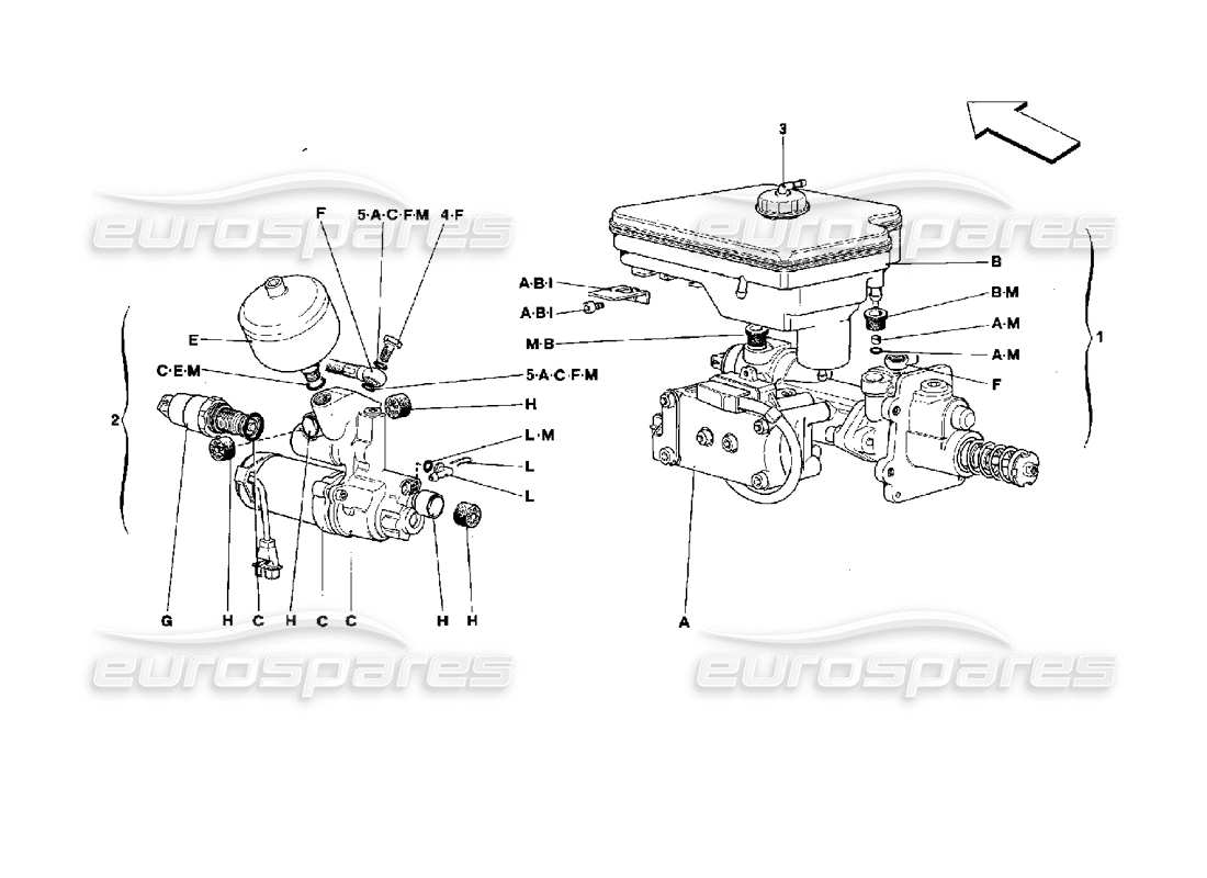 Ferrari Mondial 3.4 t Coupe/Cabrio Hydraulic System for Antiskid Part Diagram
