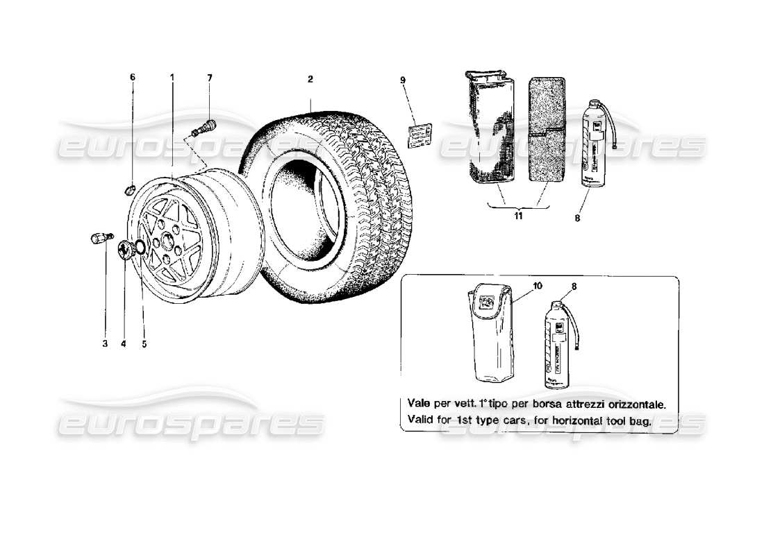 Ferrari Mondial 3.4 t Coupe/Cabrio Wheels Part Diagram