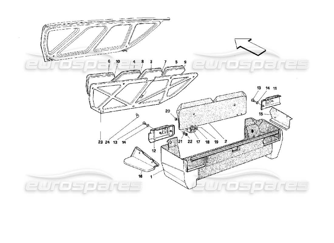 Ferrari Mondial 3.4 t Coupe/Cabrio Luggage Compartment Lid and Tapestry Part Diagram