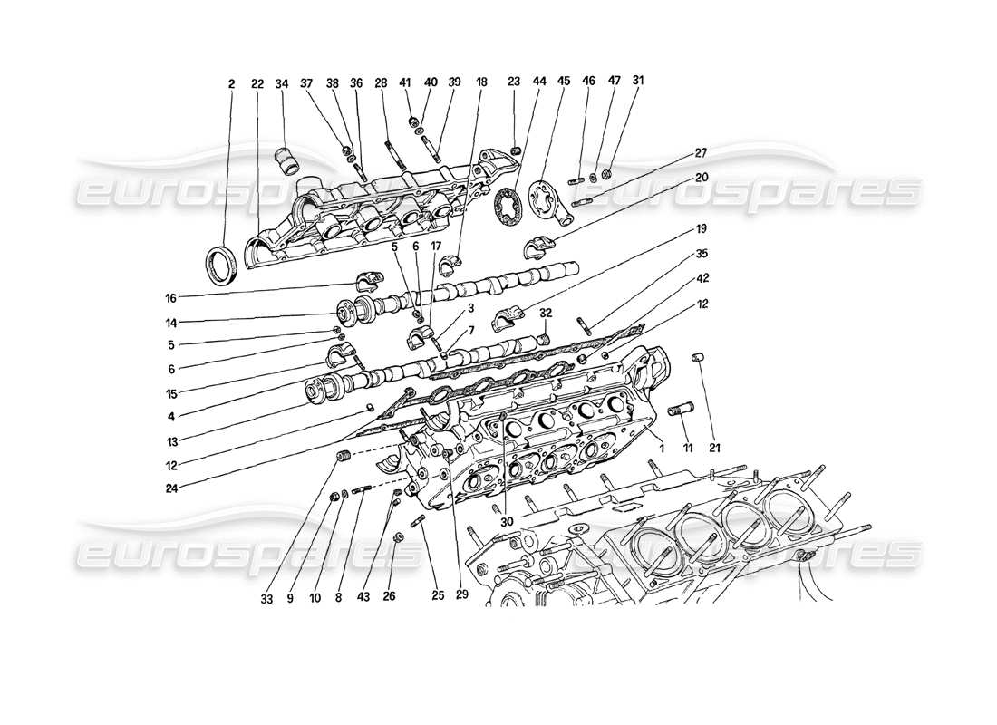 Ferrari 208 Turbo (1989) Cylinder Head (Right) Part Diagram