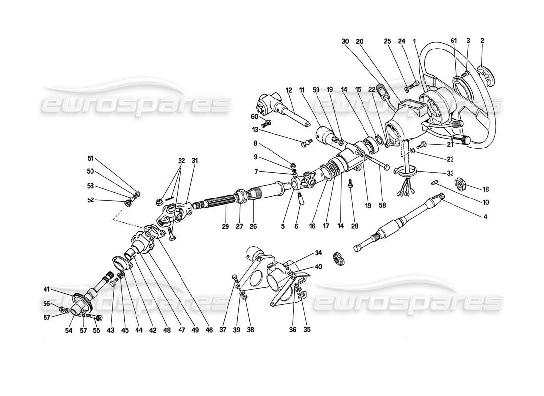 Ferrari 208 Turbo (1989) Steering Column Part Diagram