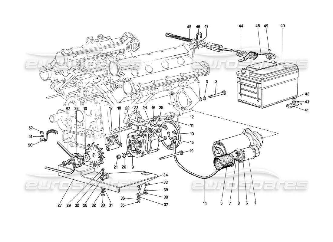 Ferrari 208 Turbo (1989) Electric Generating System Part Diagram