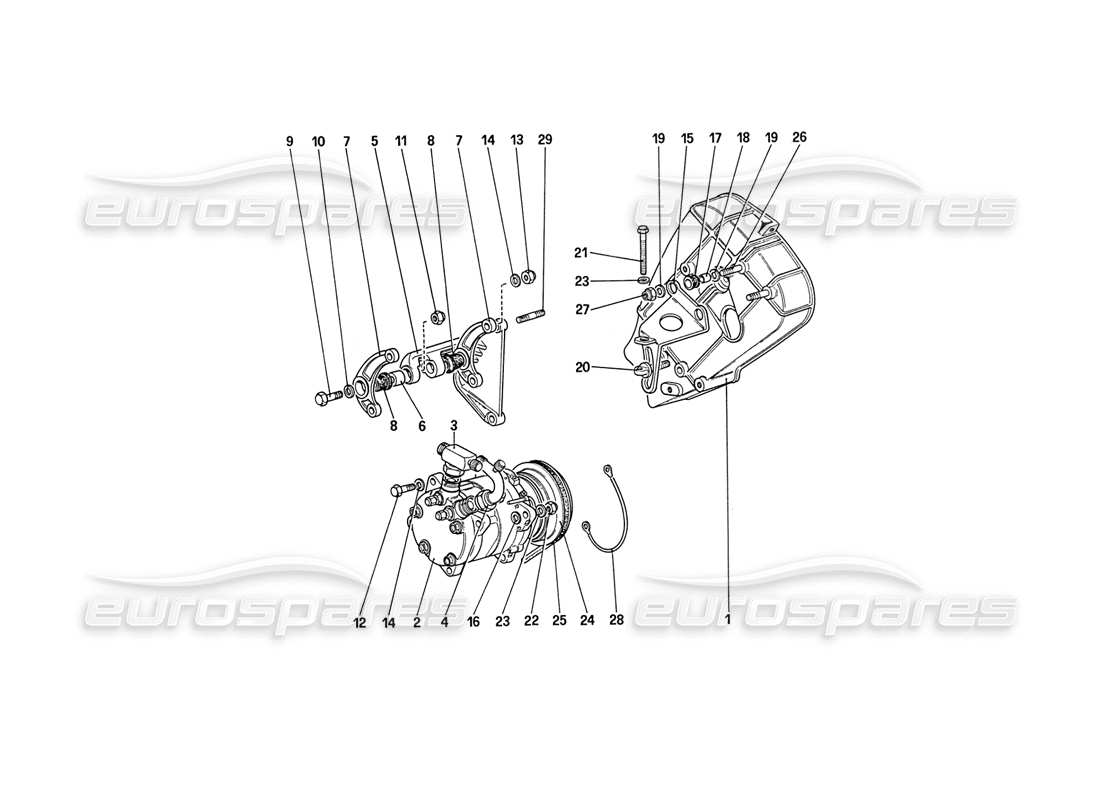 Ferrari 208 Turbo (1989) Air Conditioning Compressor and Controls (Starting From Car No. 77247) Part Diagram