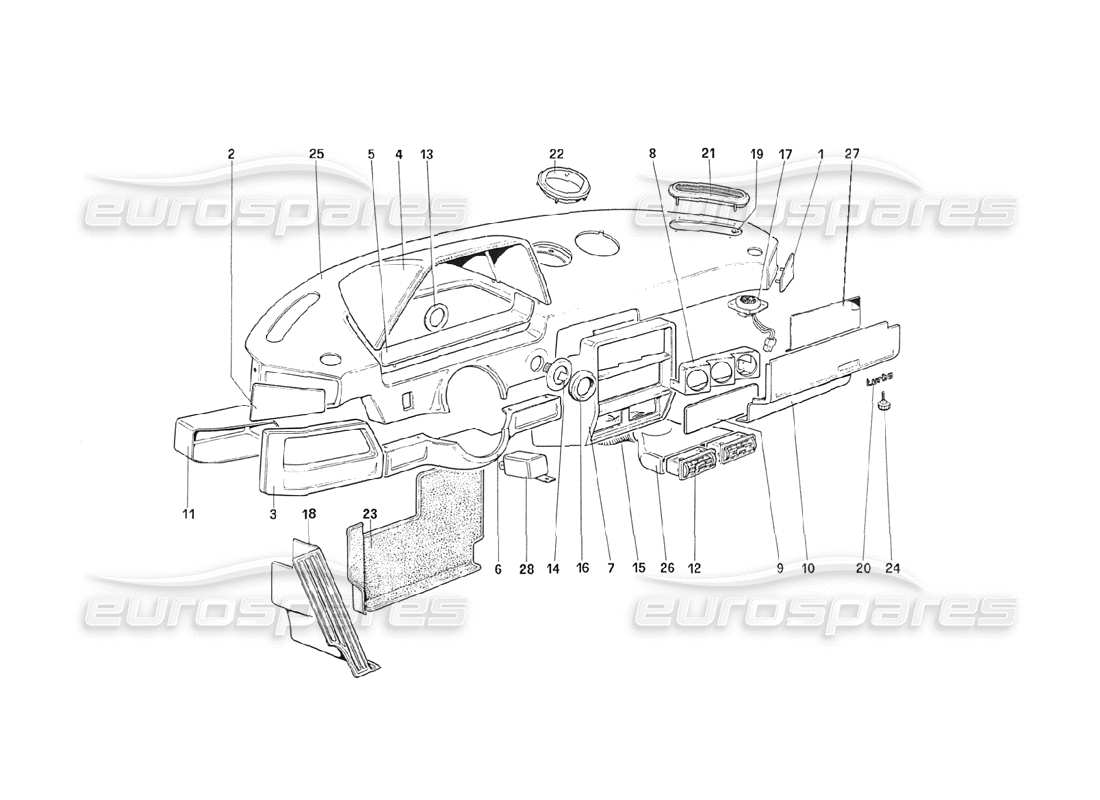 Ferrari 208 Turbo (1989) Instruments Panel (Untill Car 71595) Part Diagram