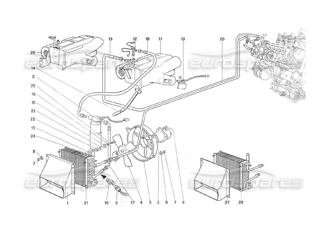 Ferrari 208 Turbo (1989) air conditioning system Part Diagram