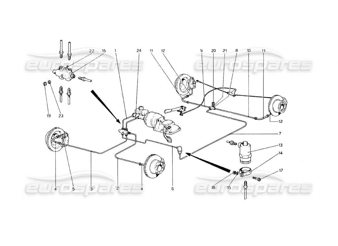 Ferrari 308 GT4 Dino (1979) Brake System Part Diagram