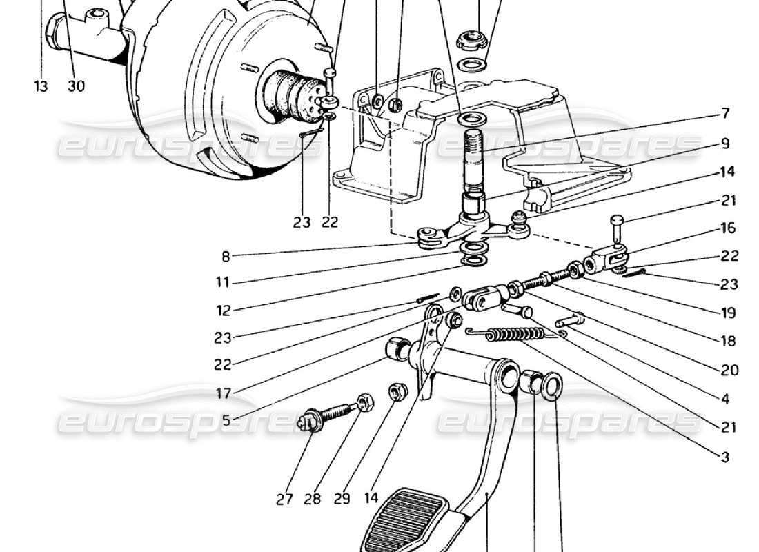 Ferrari 308 GTB (1976) Brake Hydraulic System (Variants for RHD Versions) Part Diagram