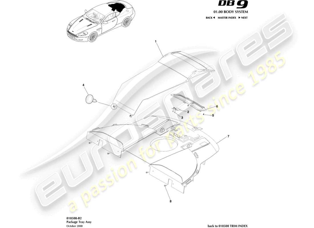 Aston Martin DB9 (2004) Part Diagrams