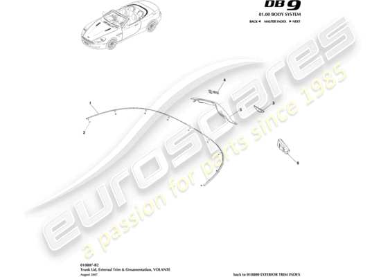 a part diagram from the Aston Martin DB9 parts catalogue