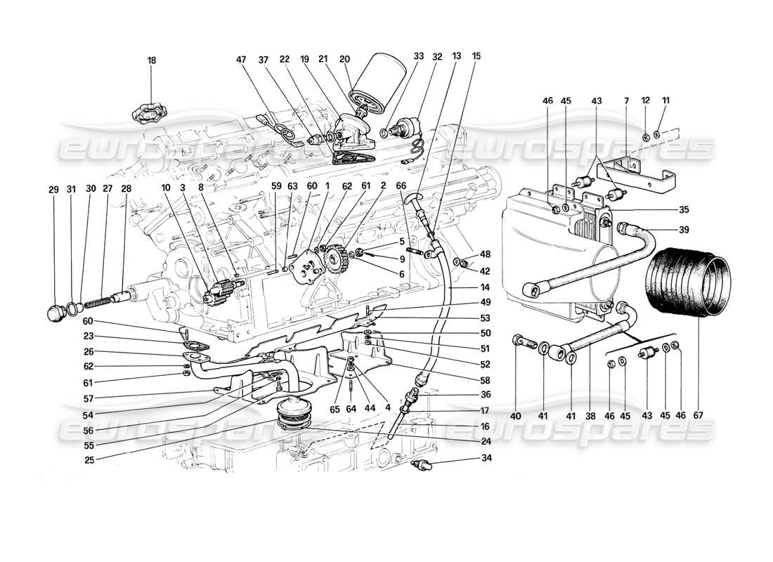 Ferrari 308 (1981) GTBi/GTSi Lubrication System Part Diagram