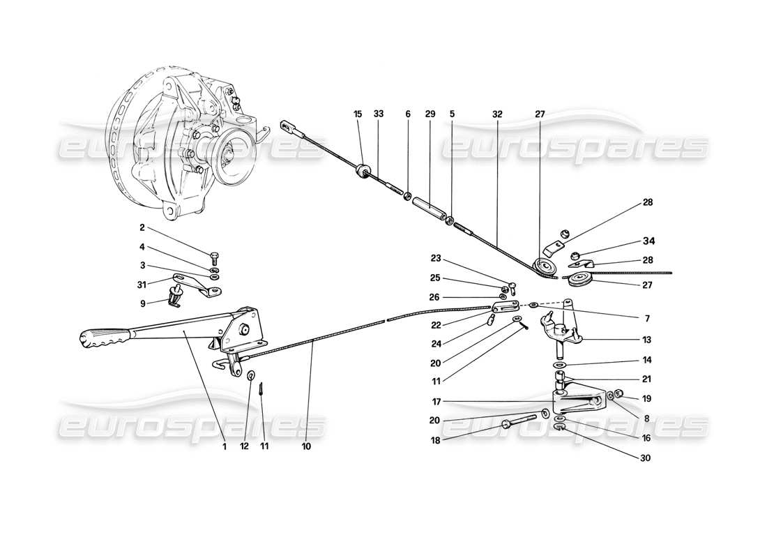 Ferrari 308 (1981) GTBi/GTSi Hand-Brake Control Part Diagram