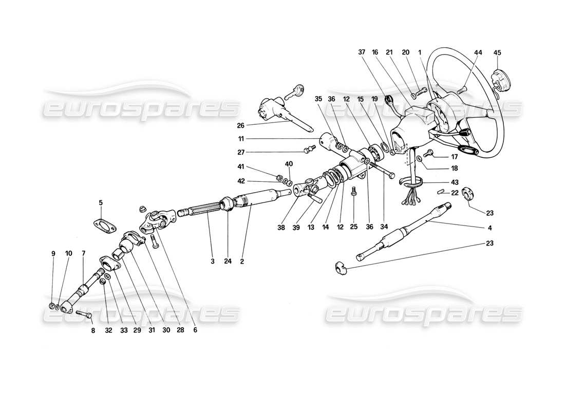 Ferrari 308 (1981) GTBi/GTSi Steering Column Part Diagram
