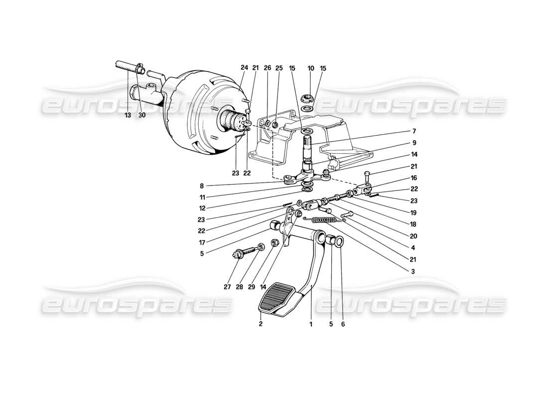 Ferrari 308 (1981) GTBi/GTSi Brake Hydraulic System (Variants for RHD Versions) Part Diagram