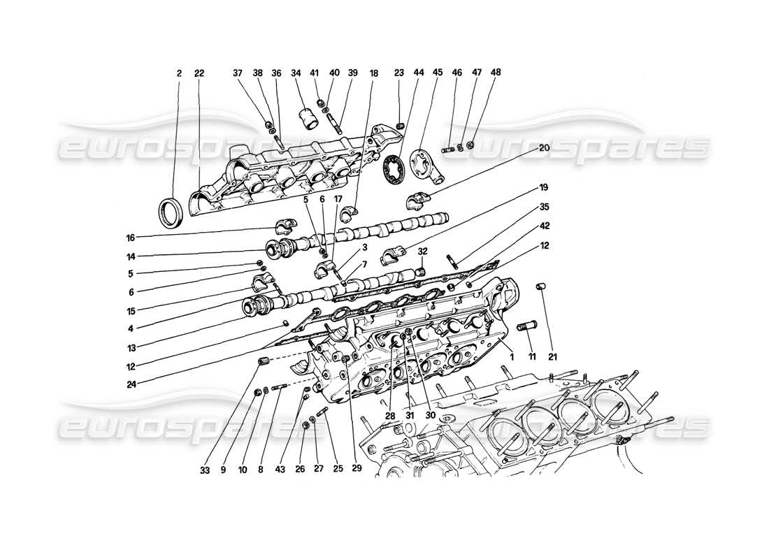 Ferrari Mondial 8 (1981) Cylinder Head (Right) Part Diagram