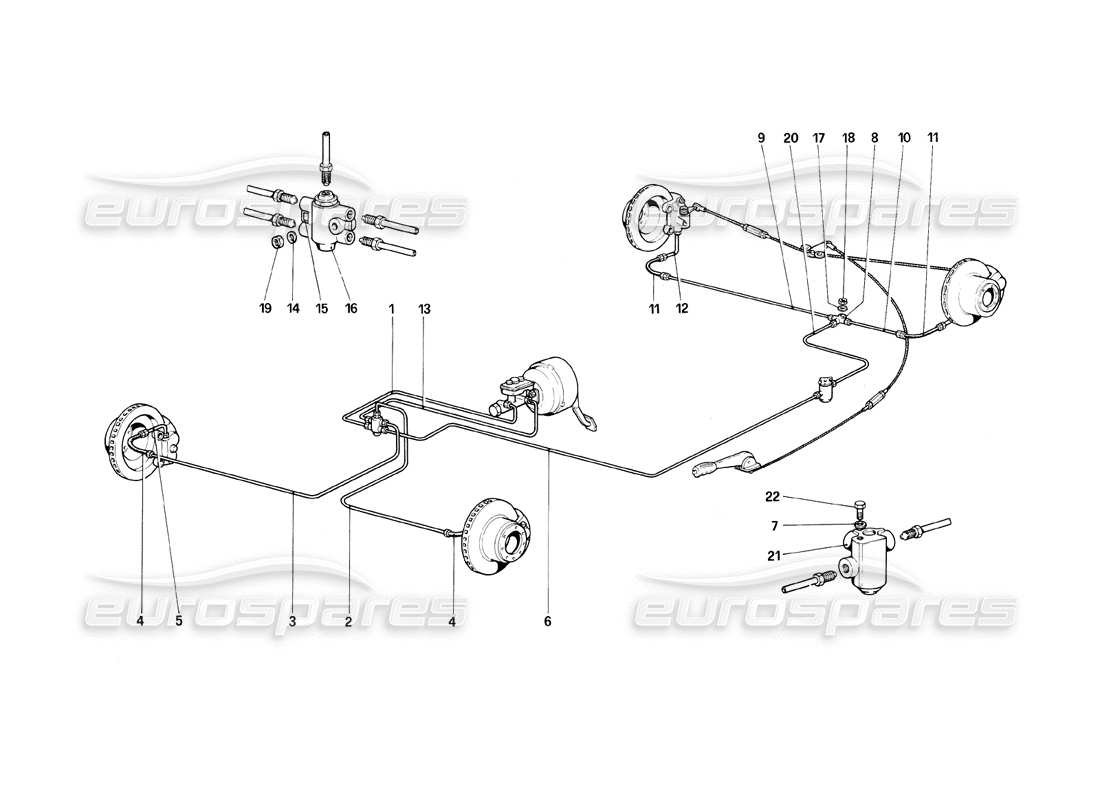 Ferrari Mondial 8 (1981) Brake System Part Diagram