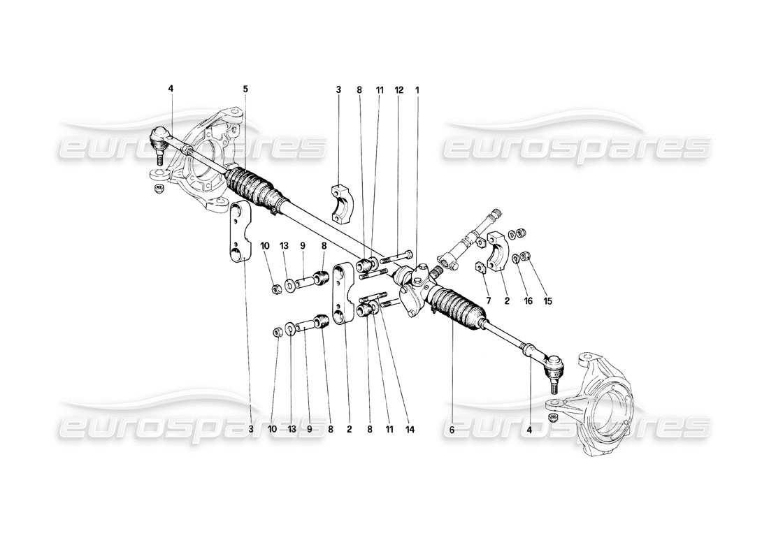 Ferrari Mondial 8 (1981) Steering Box and Linkage Part Diagram