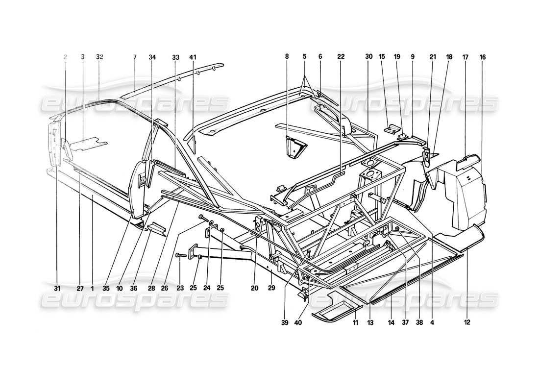 Ferrari Mondial 8 (1981) Body Shell - Inner Elements Part Diagram