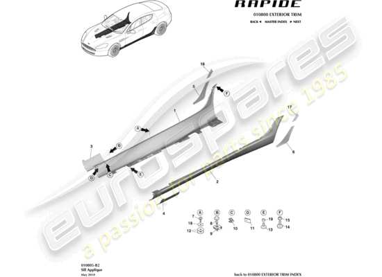 a part diagram from the Aston Martin Rapide parts catalogue