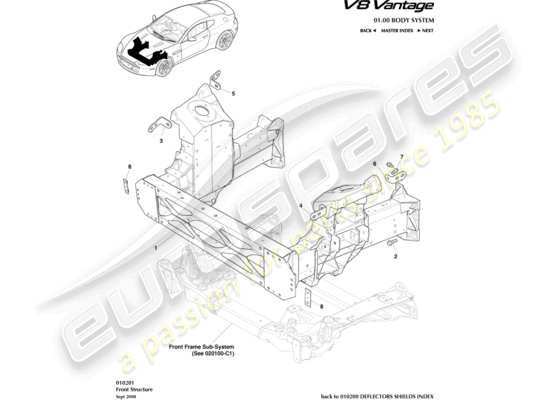 Aston Martin V8 Vantage 2008 Part Diagrams Eurospares